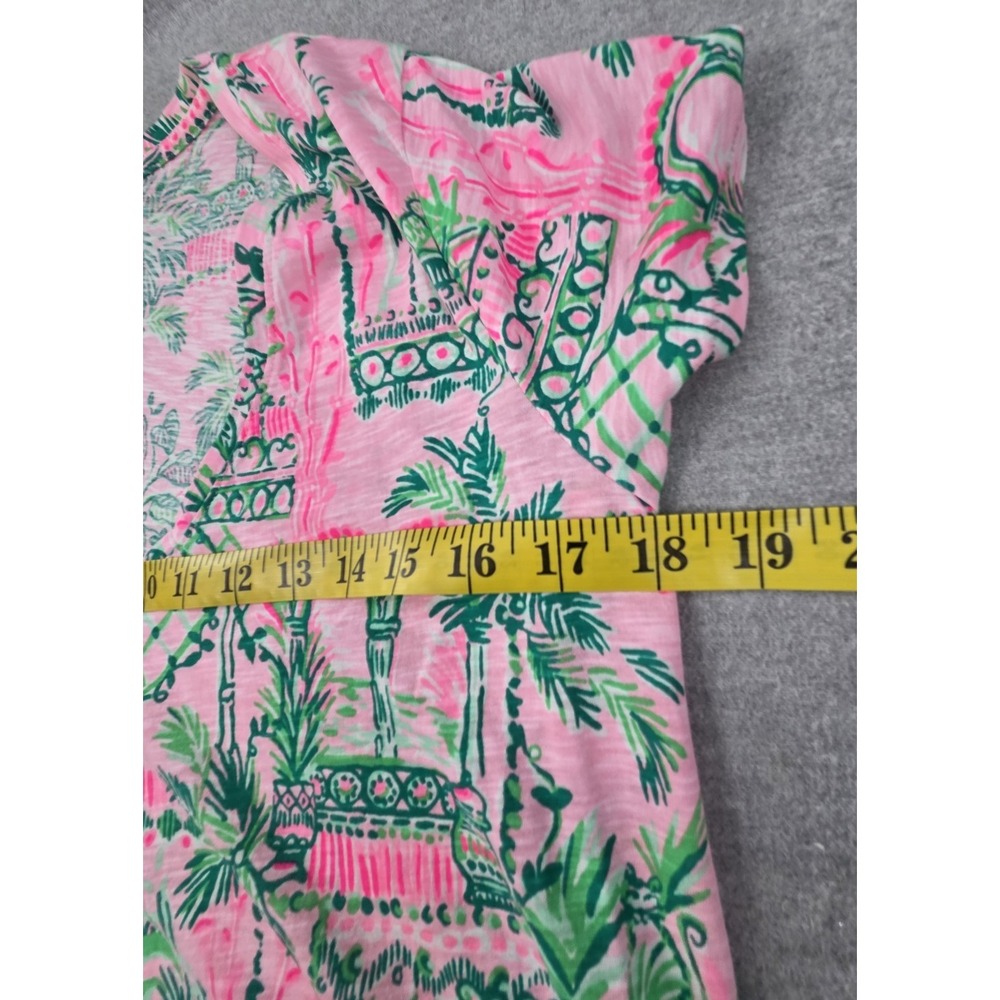 Lilly Pulitzer M Hot Pink Tropical Print V-neck T-shirt Top Resort Cruise Wear - Picture 6 of 8